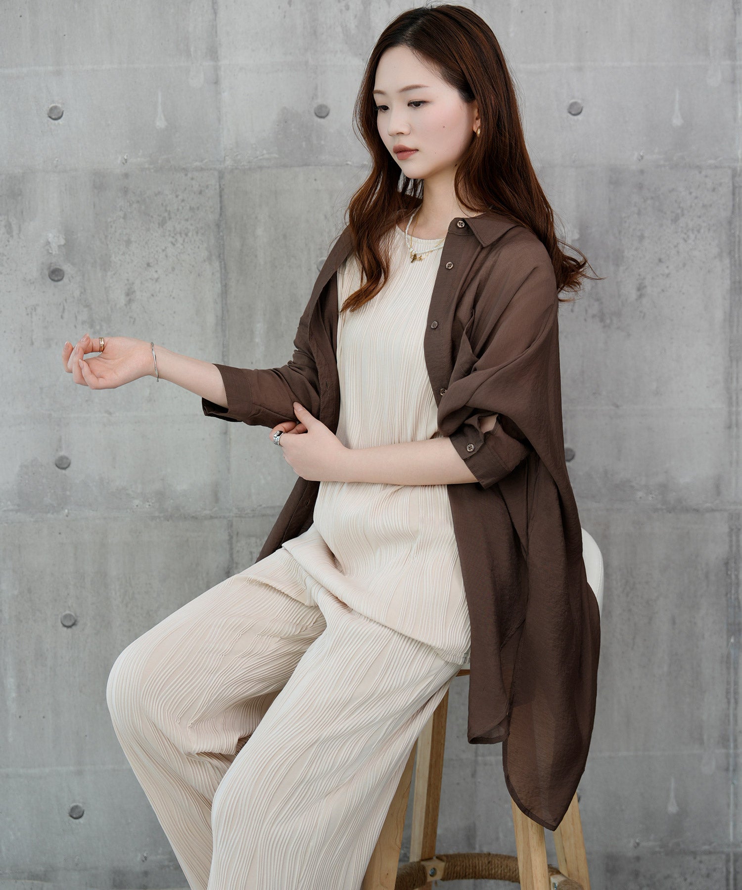 カットソーセットアップ パンツドレスdsrb1259 アイボリー