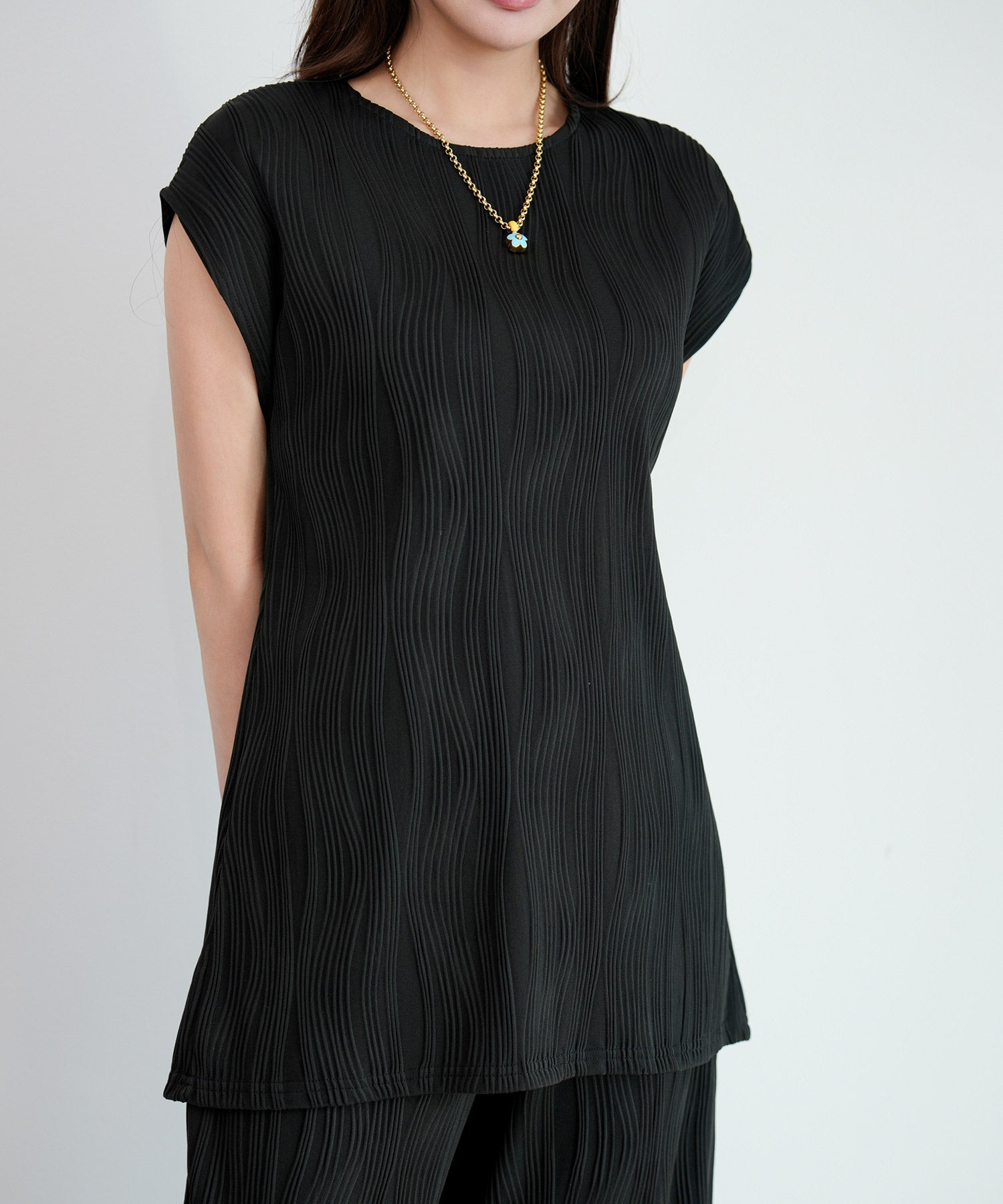 カットソーセットアップ パンツドレスdsrb1259 ブラック