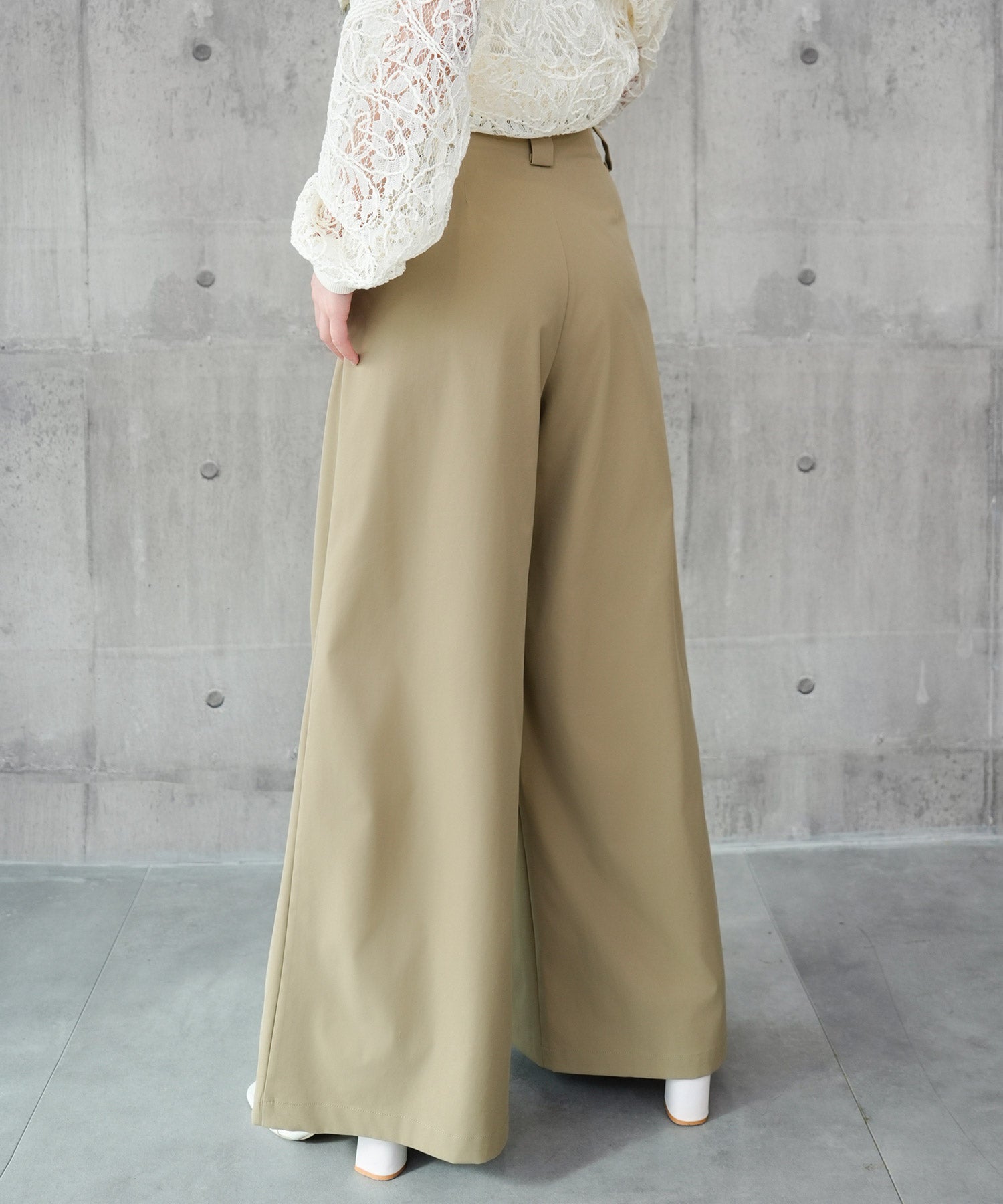 ワイドパンツ ハイウエスト ボトムス dsrb2897 ベージュ