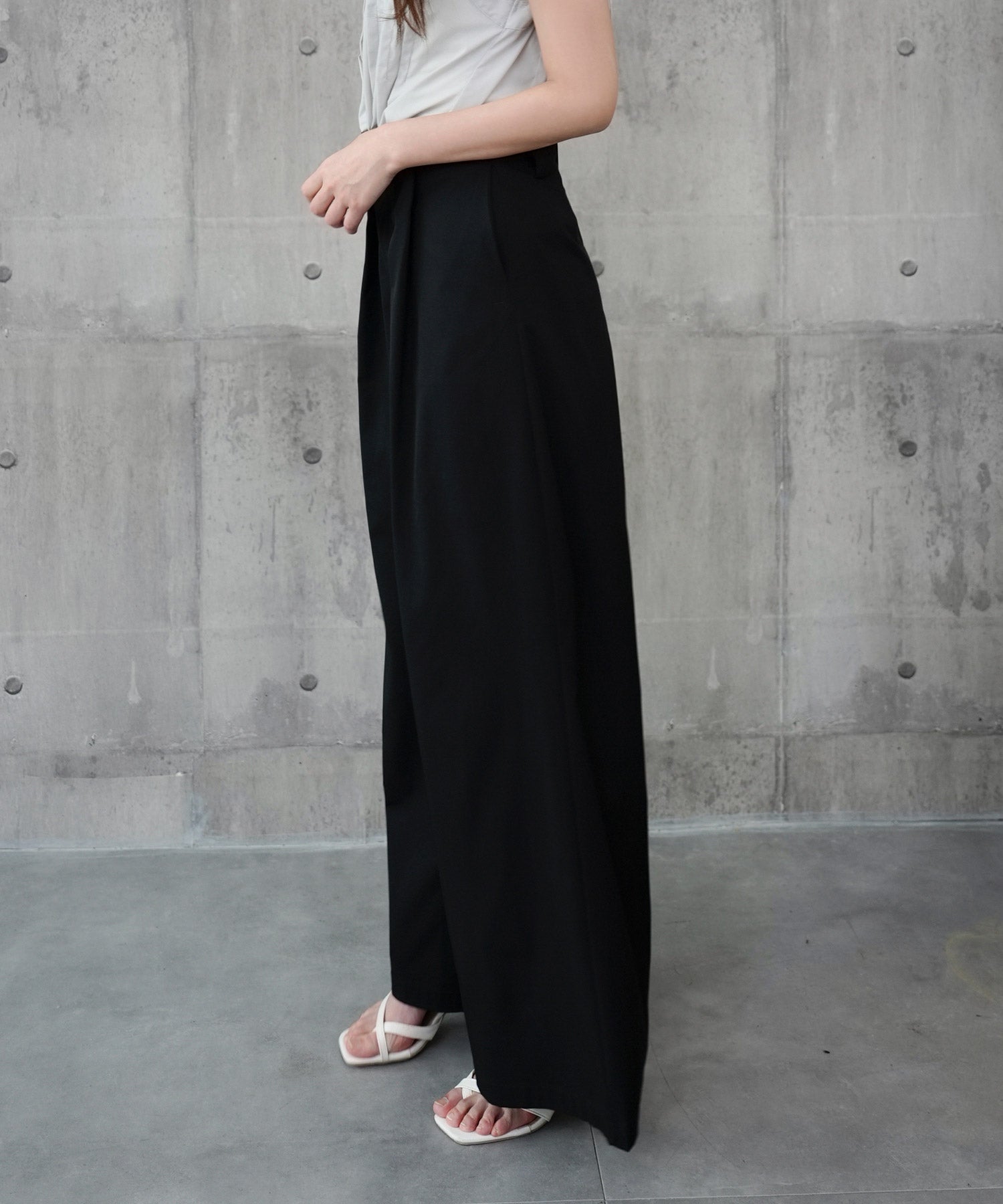 ワイドパンツ ハイウエスト ボトムス dsrb2897 ブラック