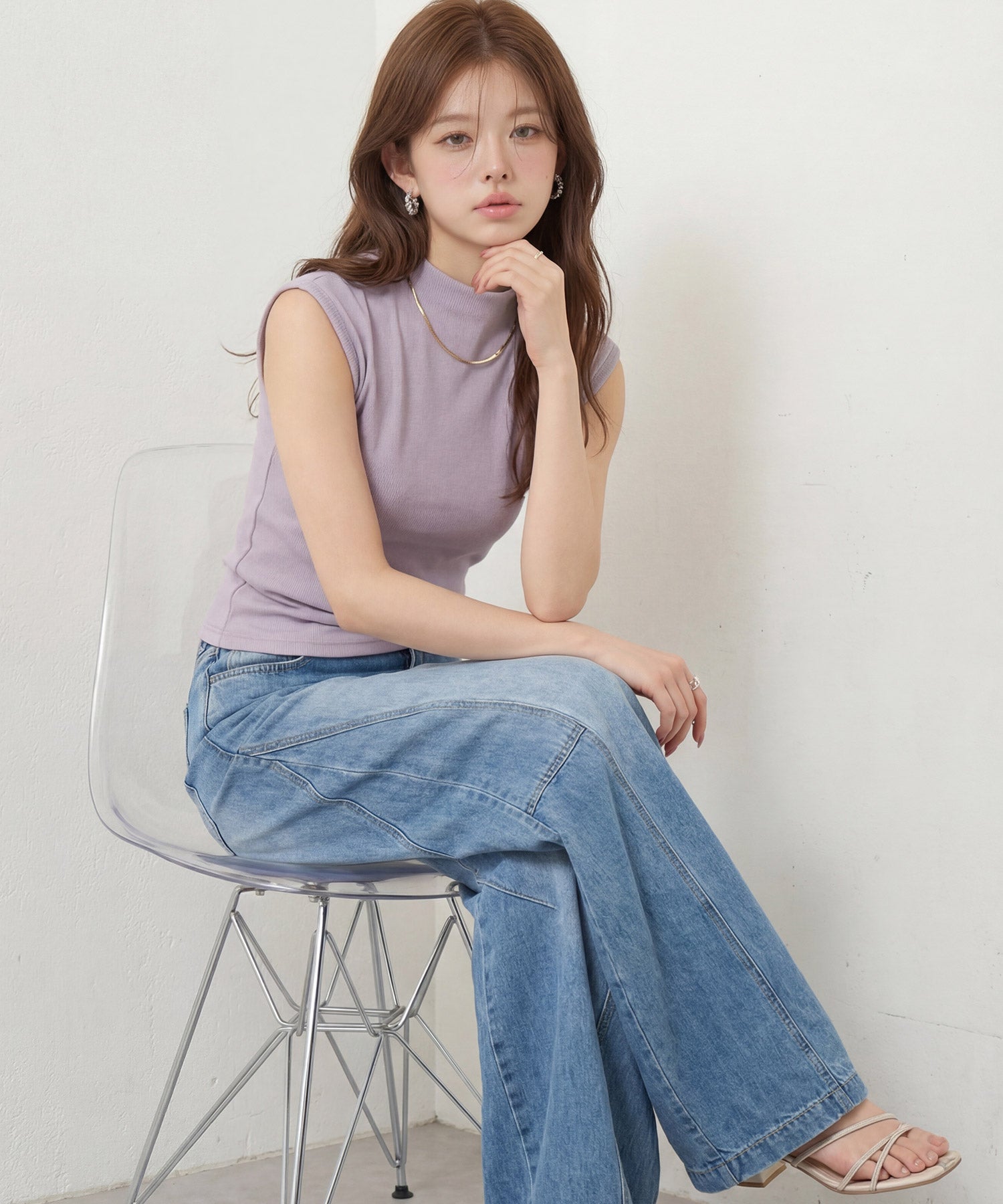 リブカットソー リブ編みT レディースdsrb3000 パープル