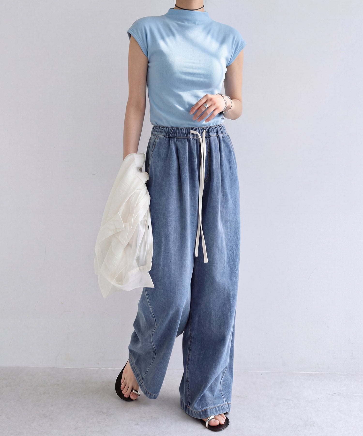 リブカットソー リブ編みT レディースdsrb3000 ブルー