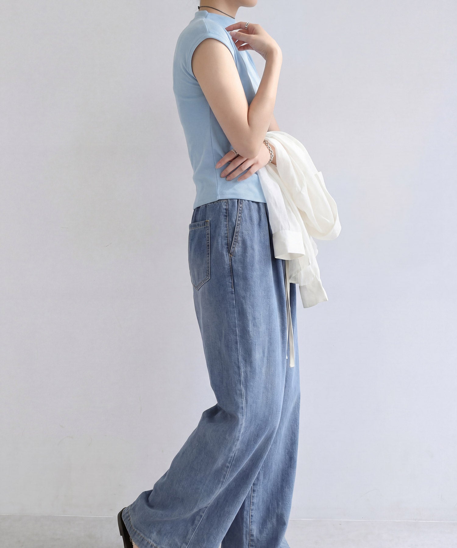 リブカットソー リブ編みT レディースdsrb3000 ブルー