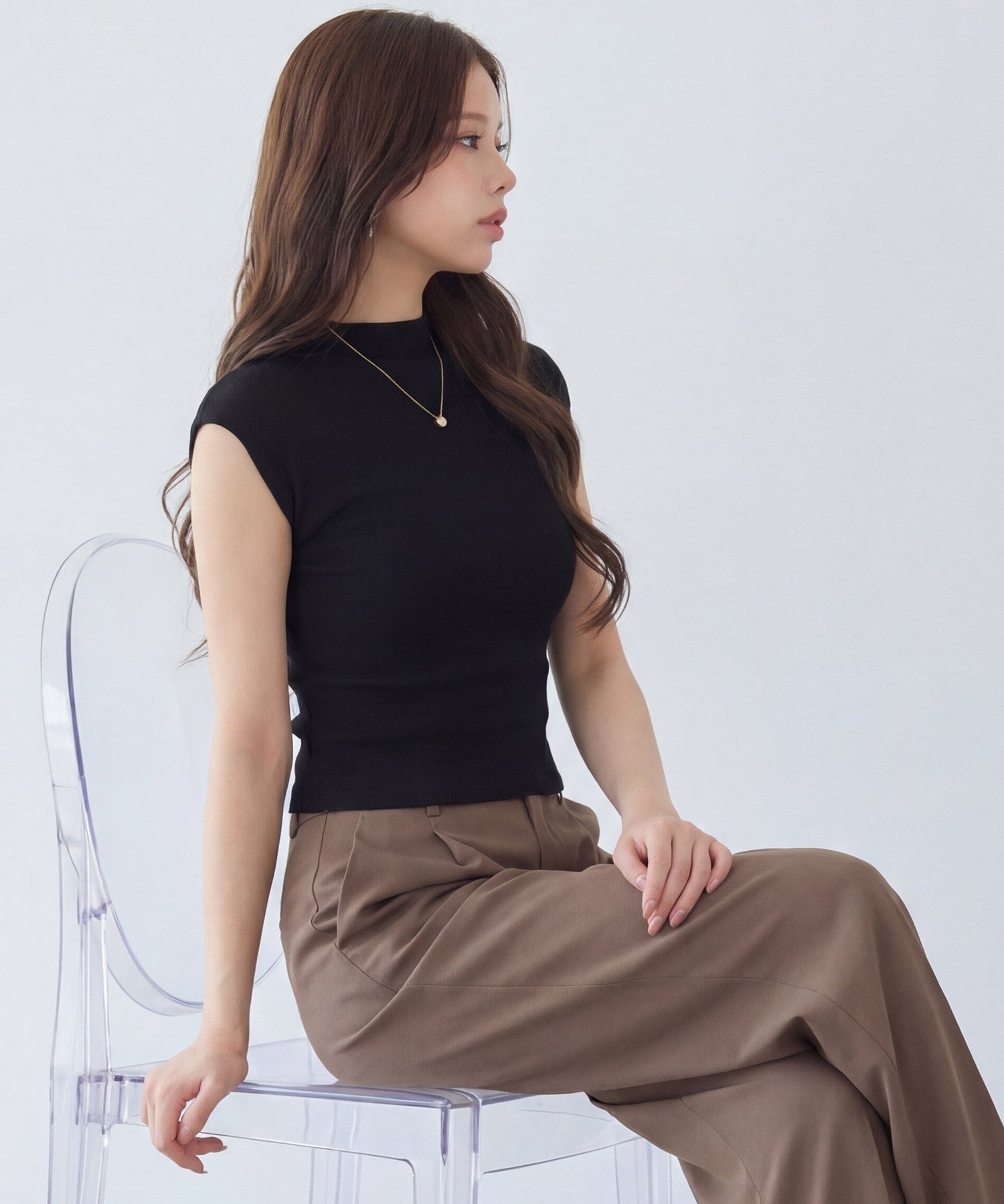 リブカットソー リブ編みT レディースdsrb3000 ブラック