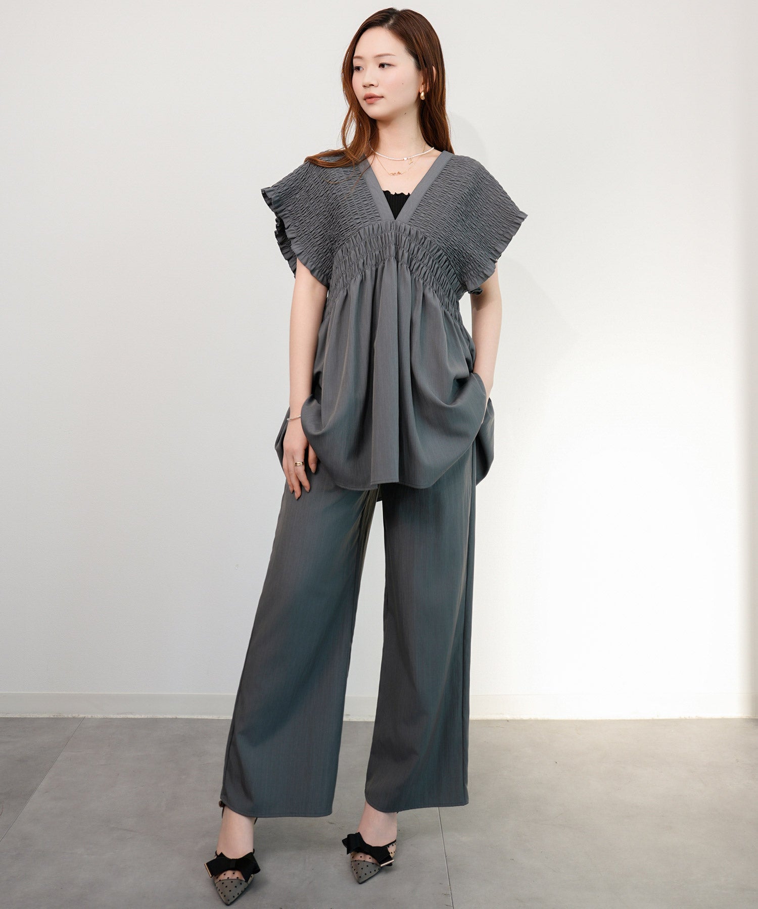 楊柳素材が涼しげなセットアップdsrb4517-103-18