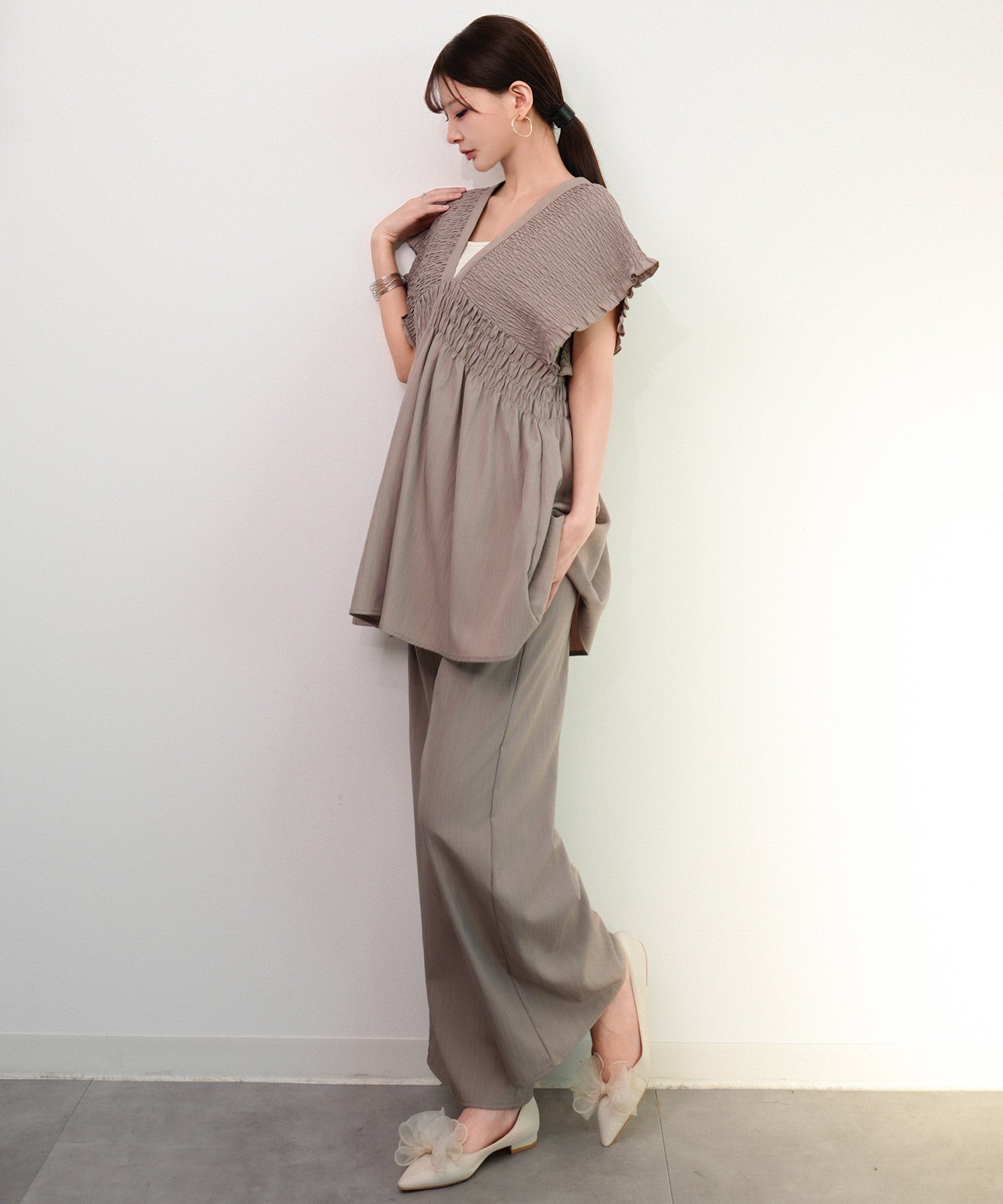 楊柳素材が涼しげなセットアップdsrb4517-103-383