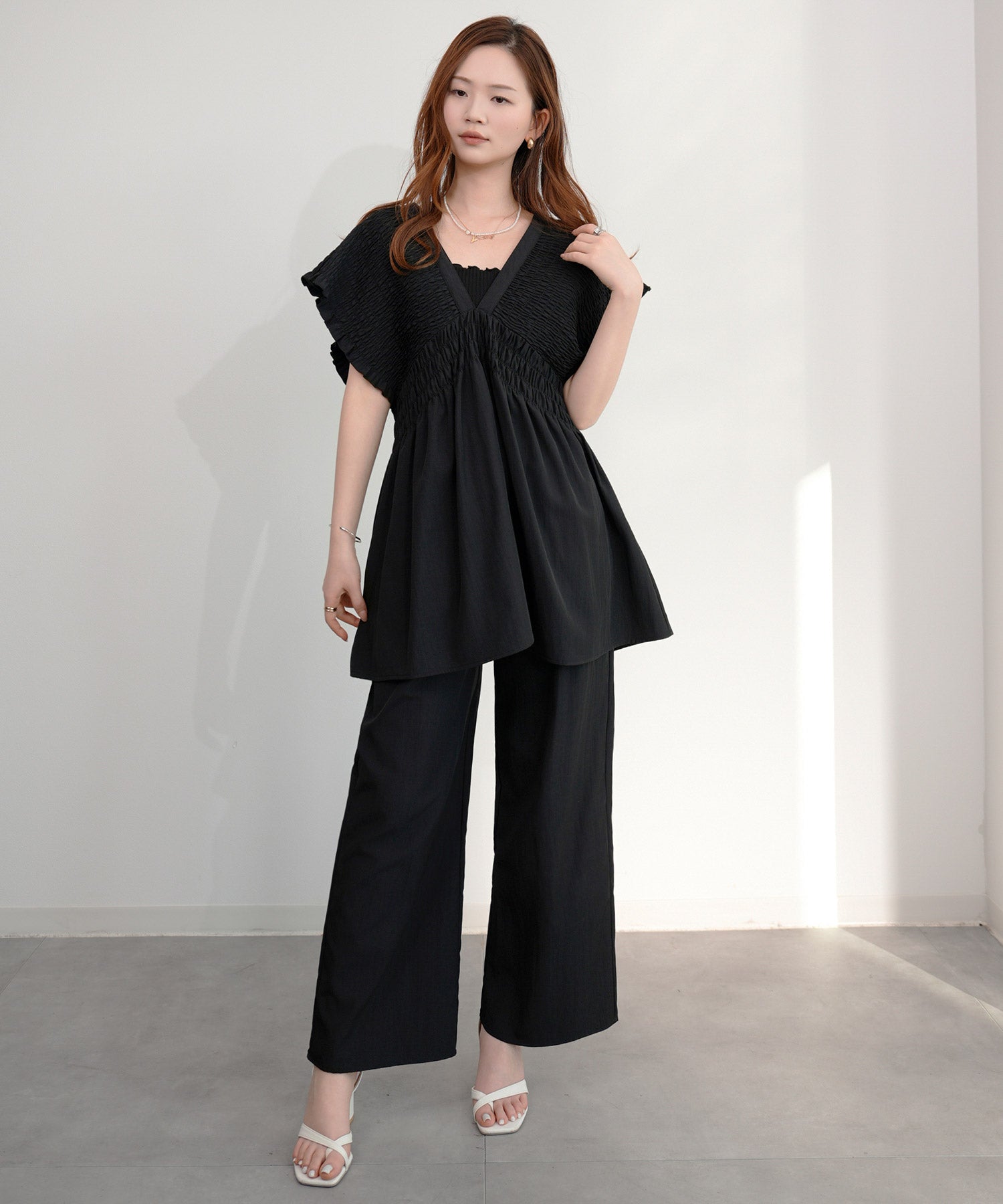 楊柳素材が涼しげなセットアップdsrb4517-103-8