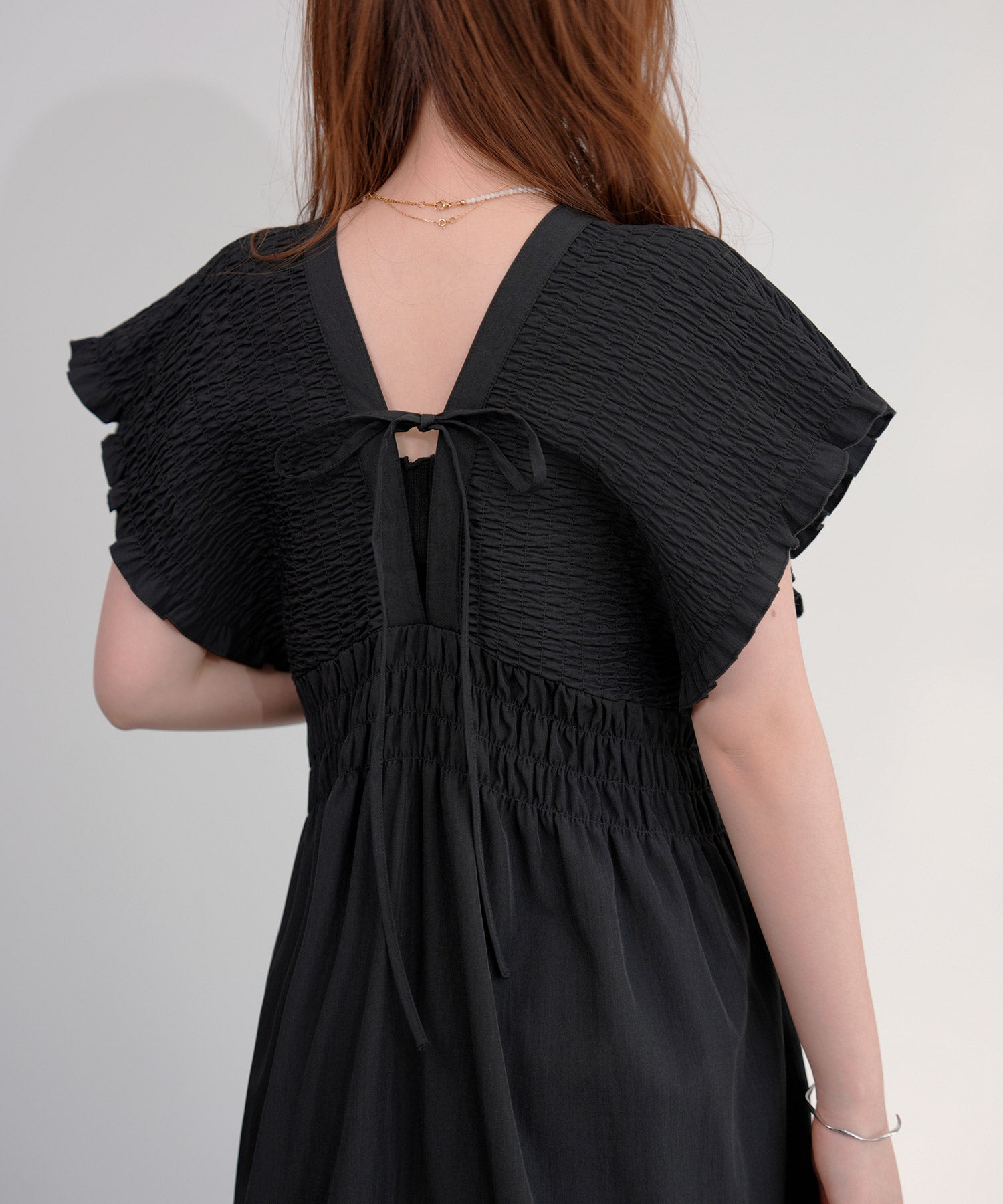 楊柳素材が涼しげなセットアップdsrb4517 ブラック