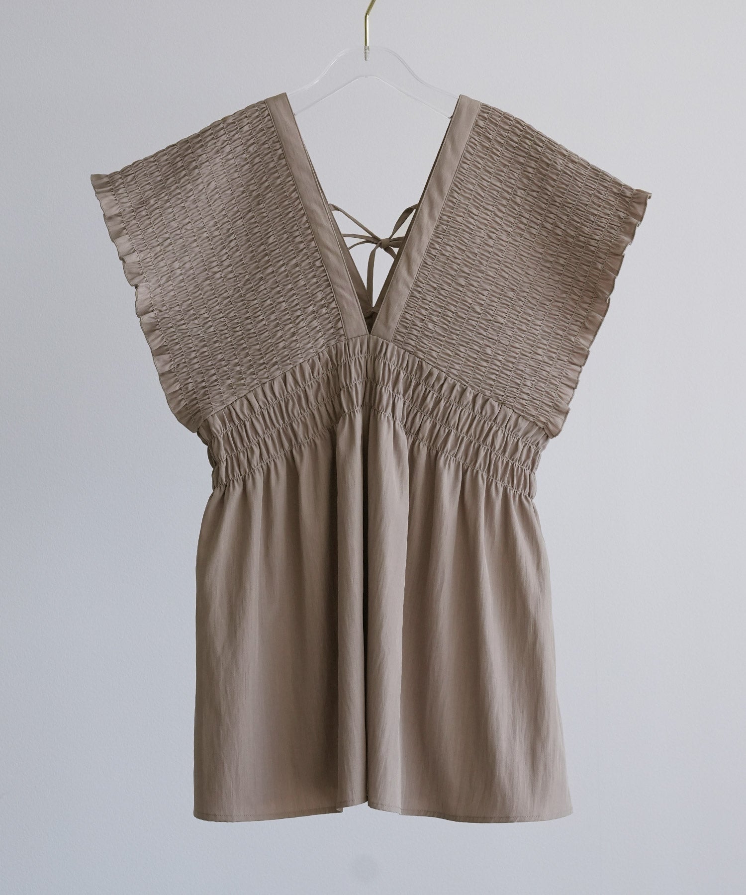 楊柳素材が涼しげなセットアップdsrb4517 ダークベージュ