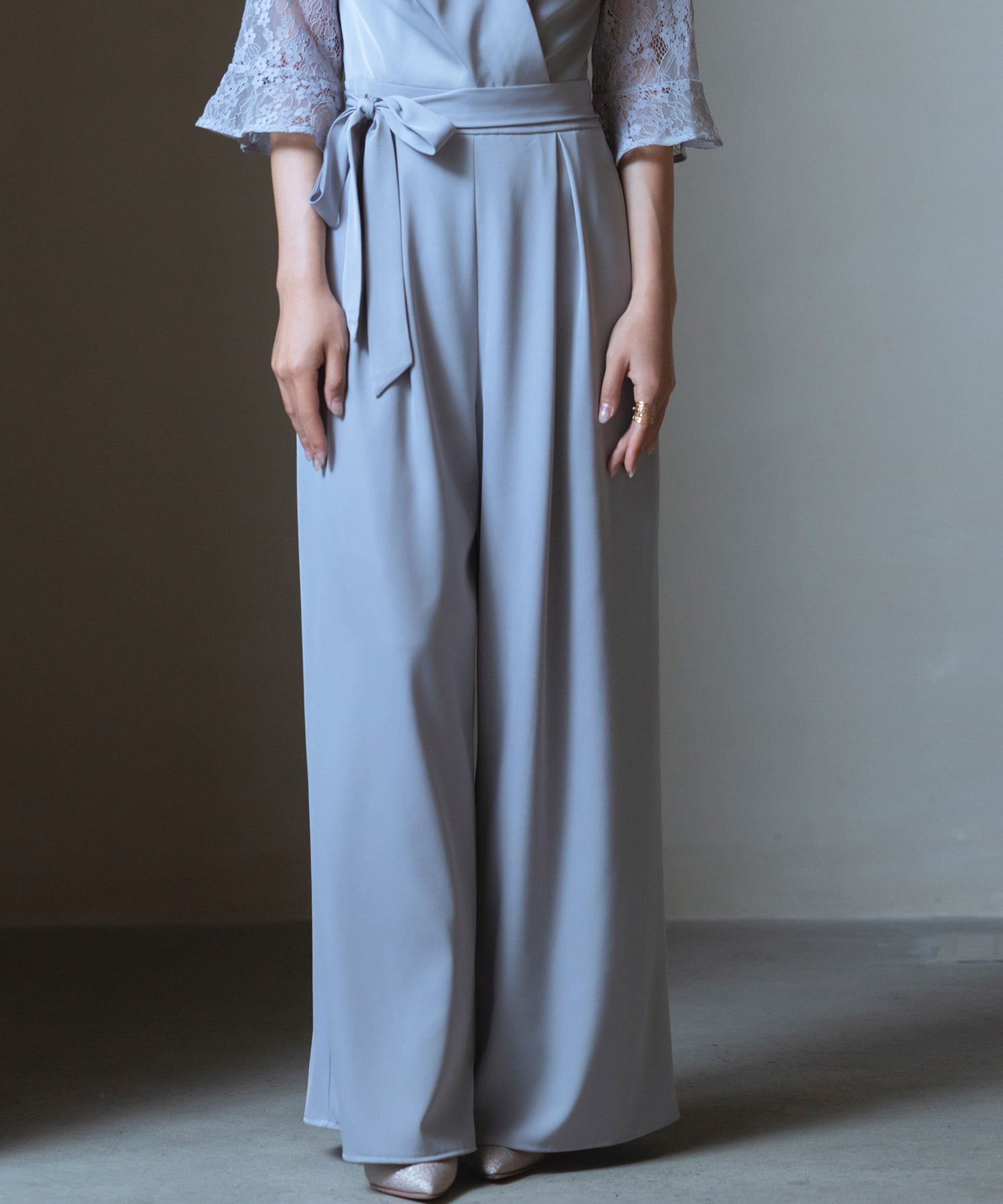 DRESS+(ドレスプラス) レースブラウス セットアップ パンツドレス レースブラウス ジャンプスーツ セットアップ パンツドレス