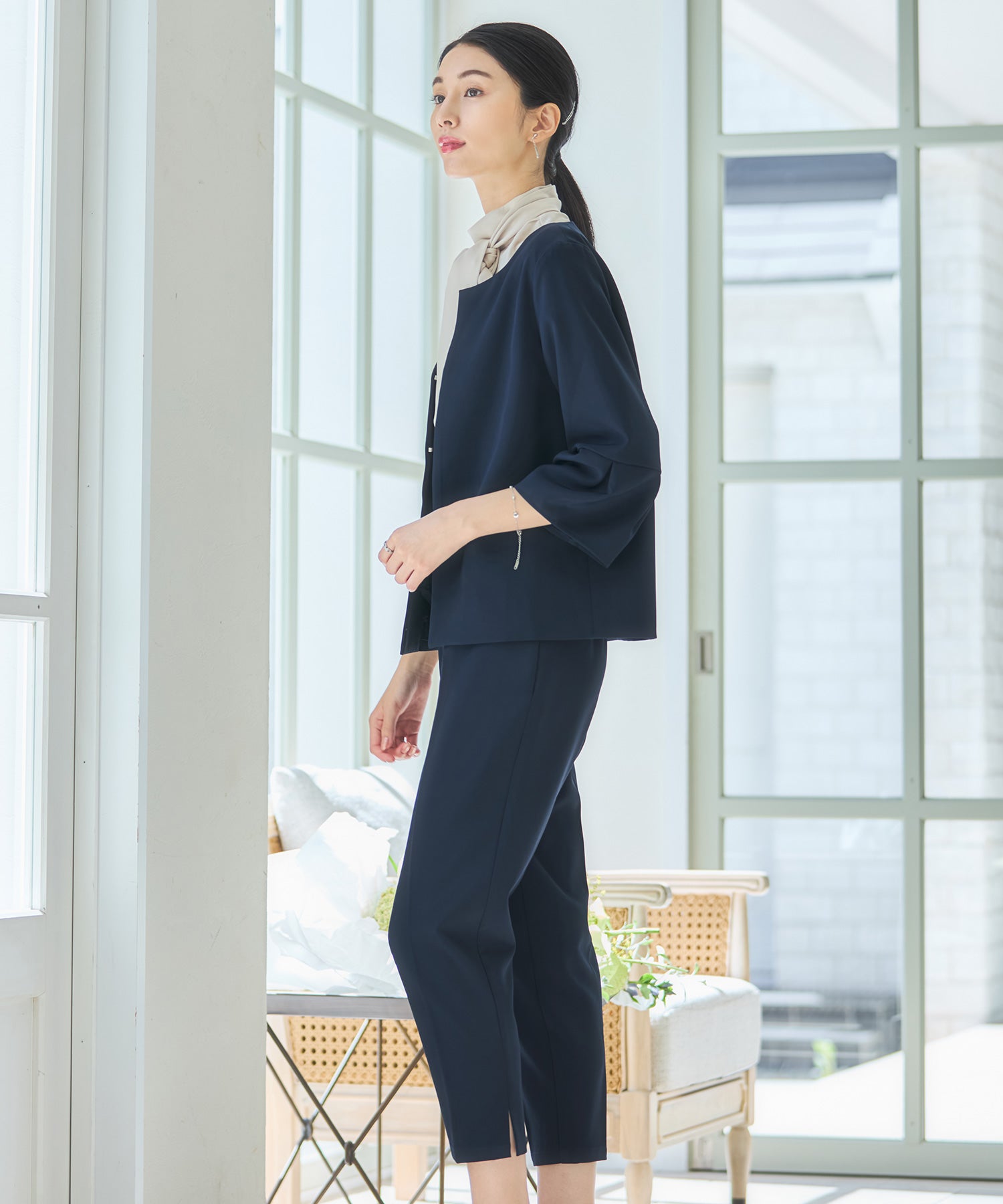 セットアップ レディーススーツ ジャケットdsz0124 ネイビー