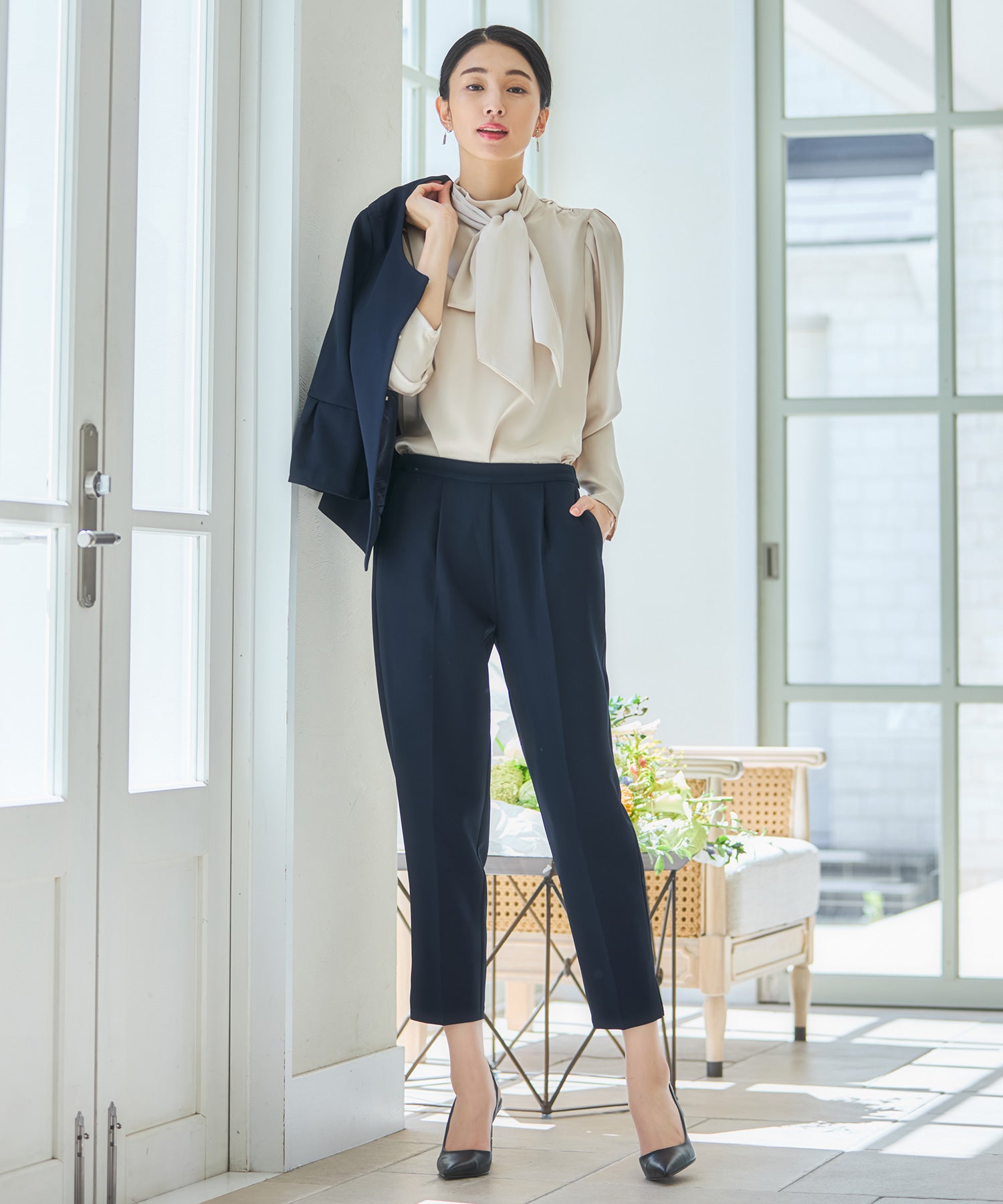 セットアップ レディーススーツ ジャケットdsz0124 ネイビー