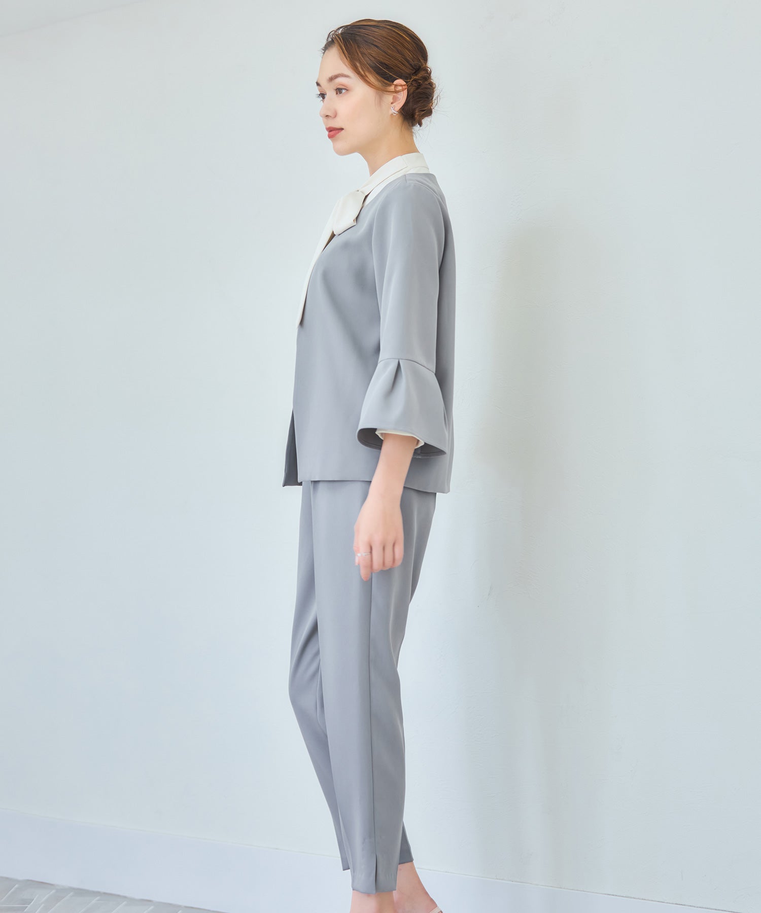 セットアップ レディーススーツ ジャケットdsz0124 ライトグレー