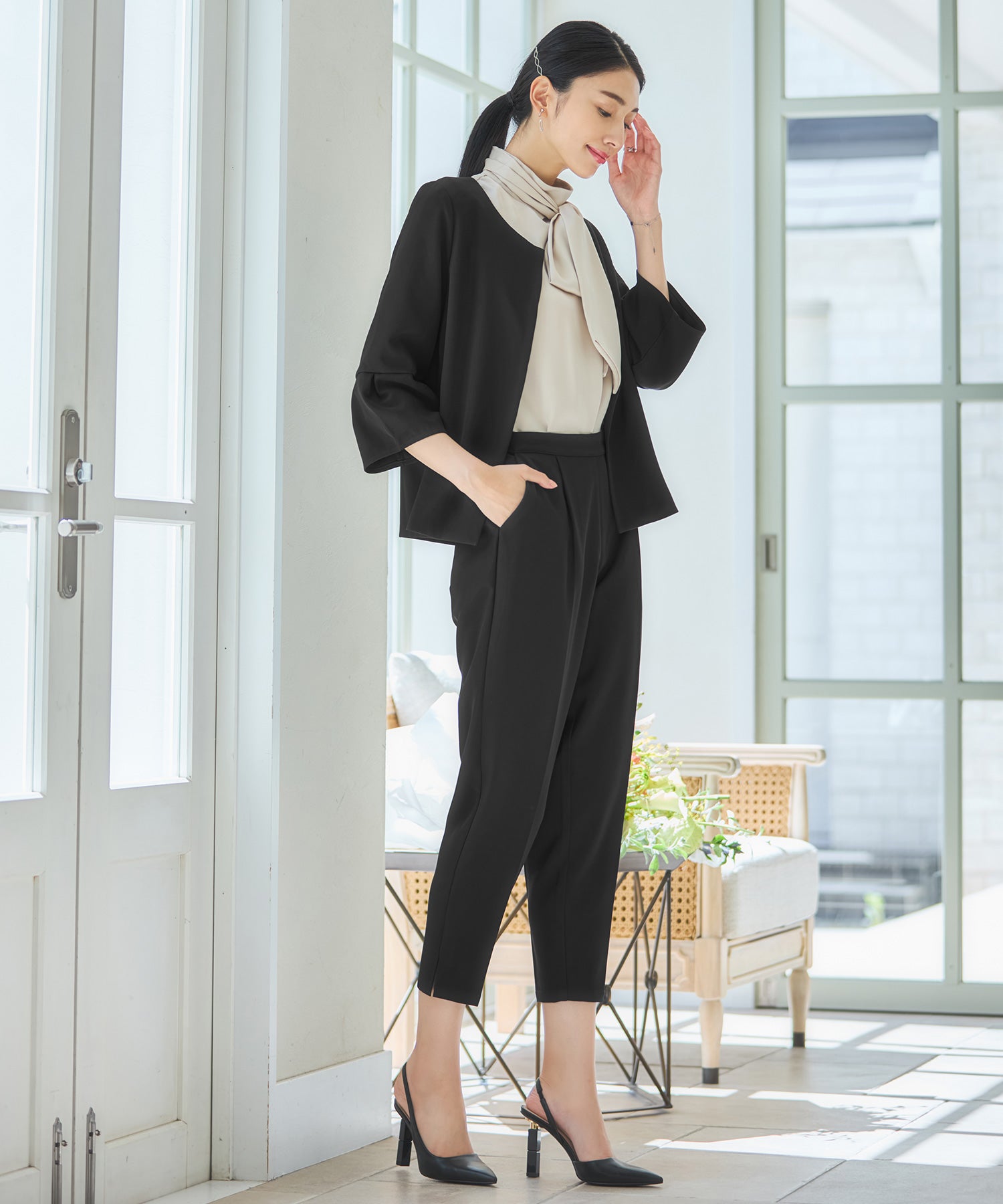 セットアップ レディーススーツ ジャケットdsz0124 ブラック