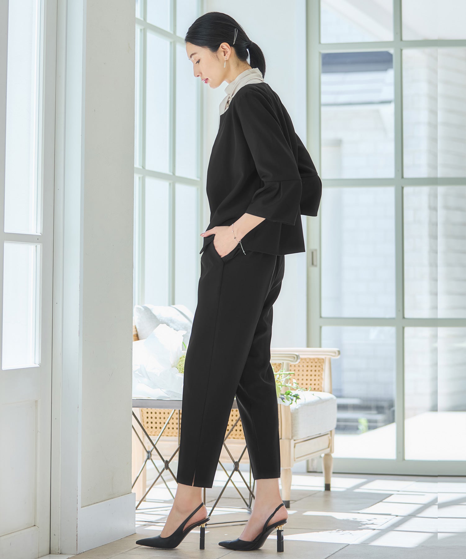 セットアップ レディーススーツ ジャケットdsz0124 ブラック