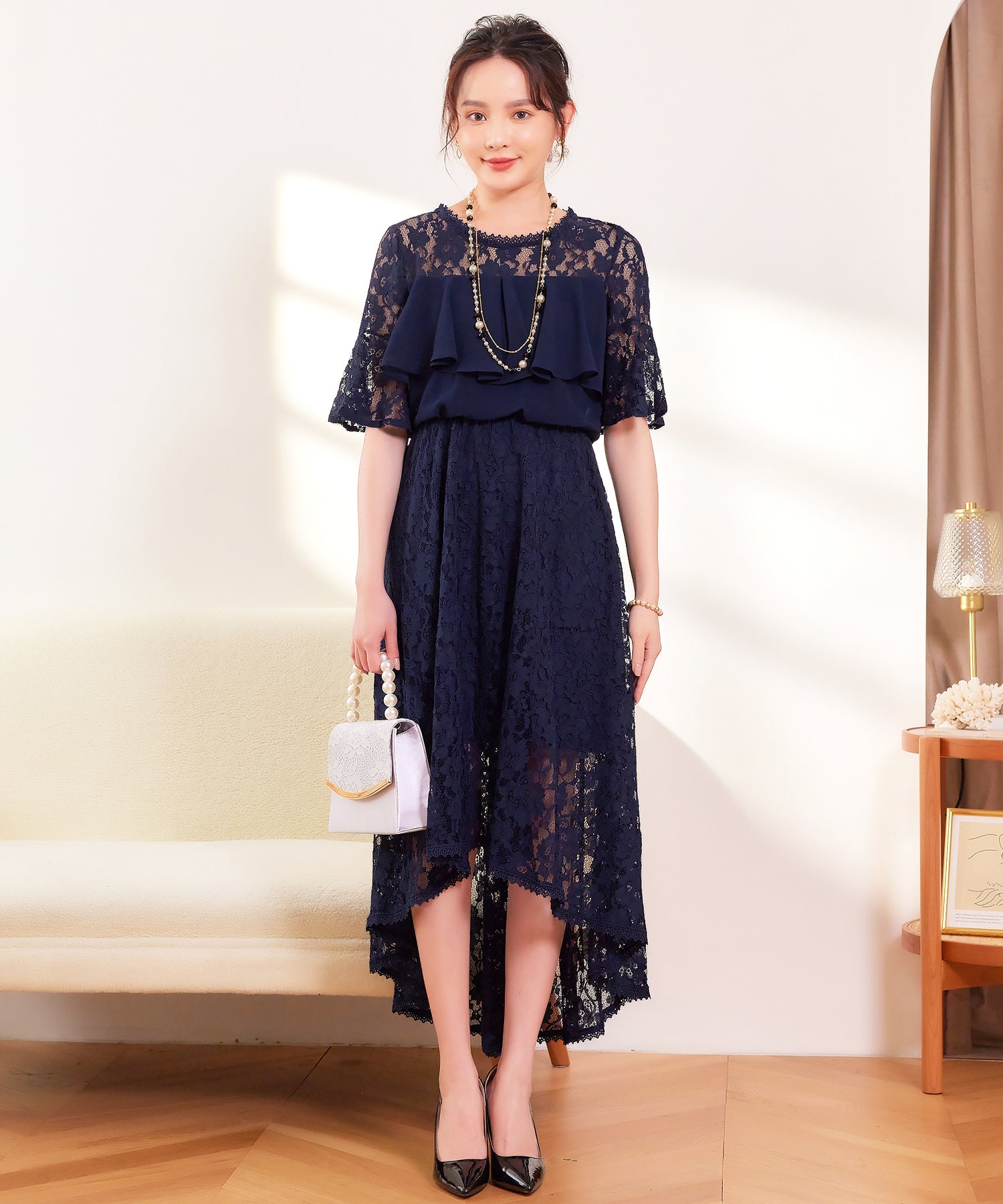 フォーマルワンピース フォーマルドレス レース　フレアワンピース 披露宴 結婚式 cy88526-106-16