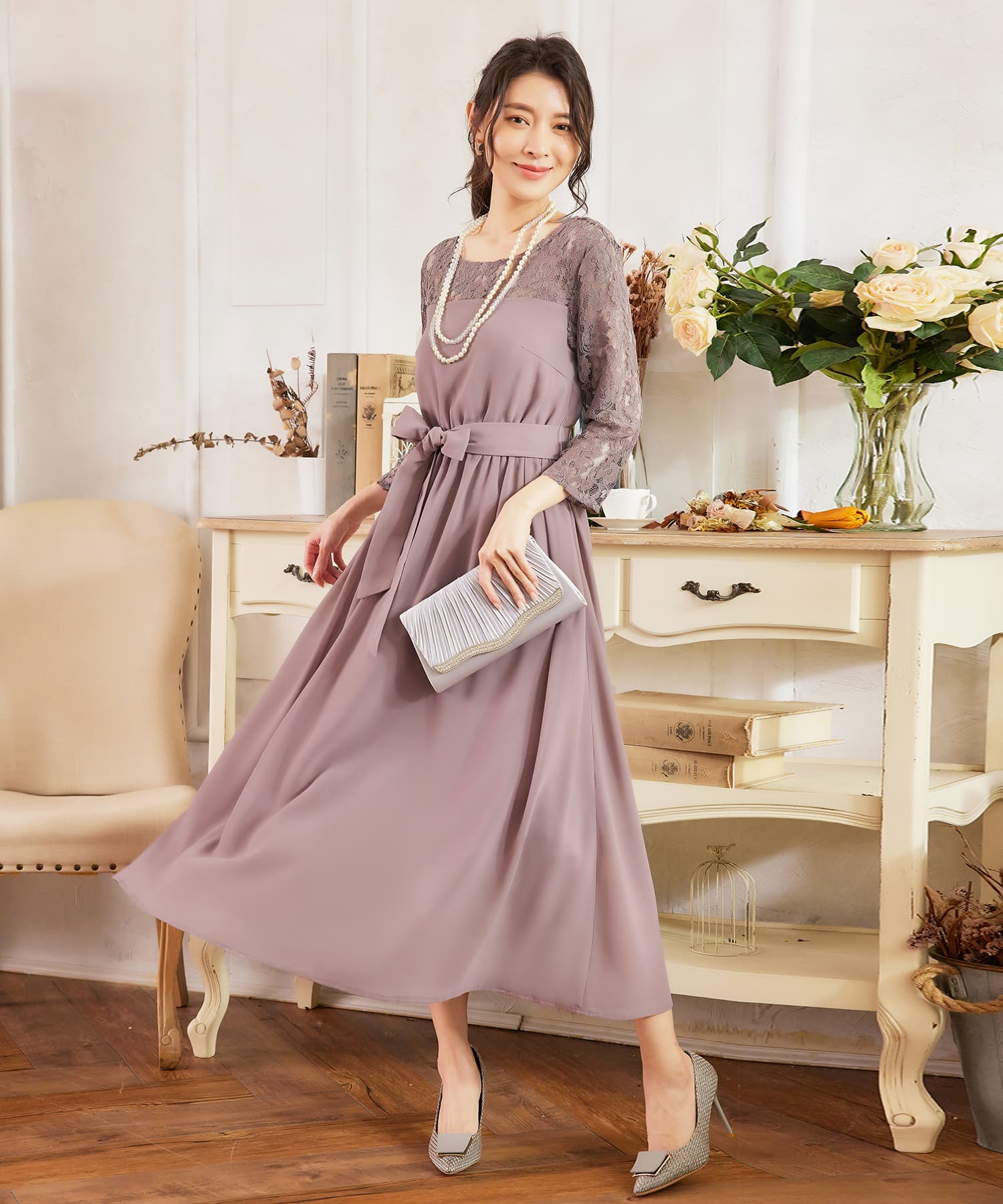 ワンピース レース 披露宴 結婚式 フォーマル　パーティードレスcy88529-106-100