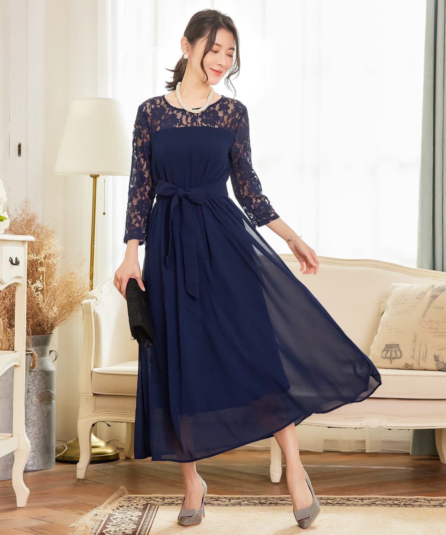 ワンピース レース 披露宴 結婚式 フォーマル　パーティードレスcy88529-106-16