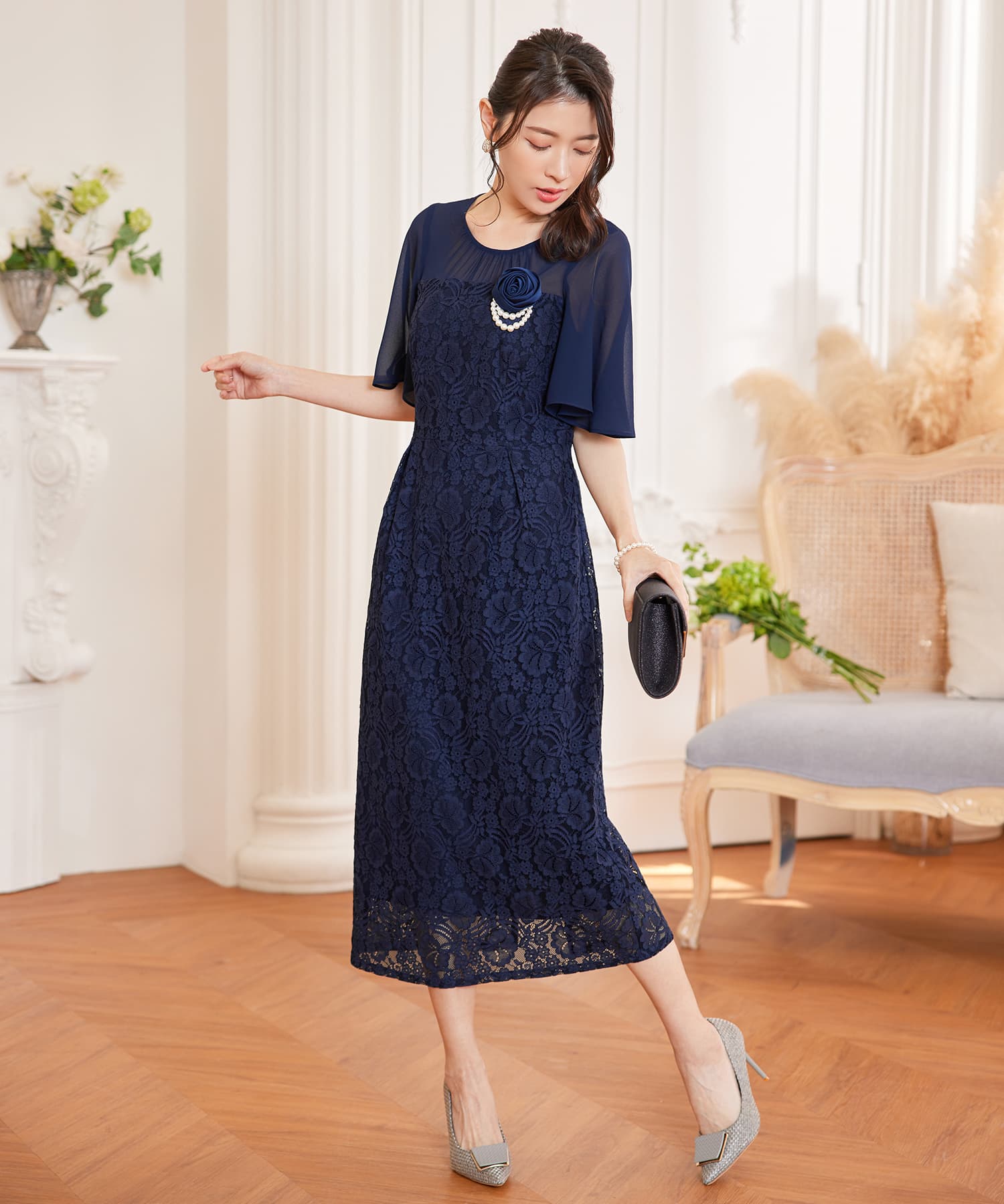 ワンピース パーティードレス レース 結婚式cy88567-106-16