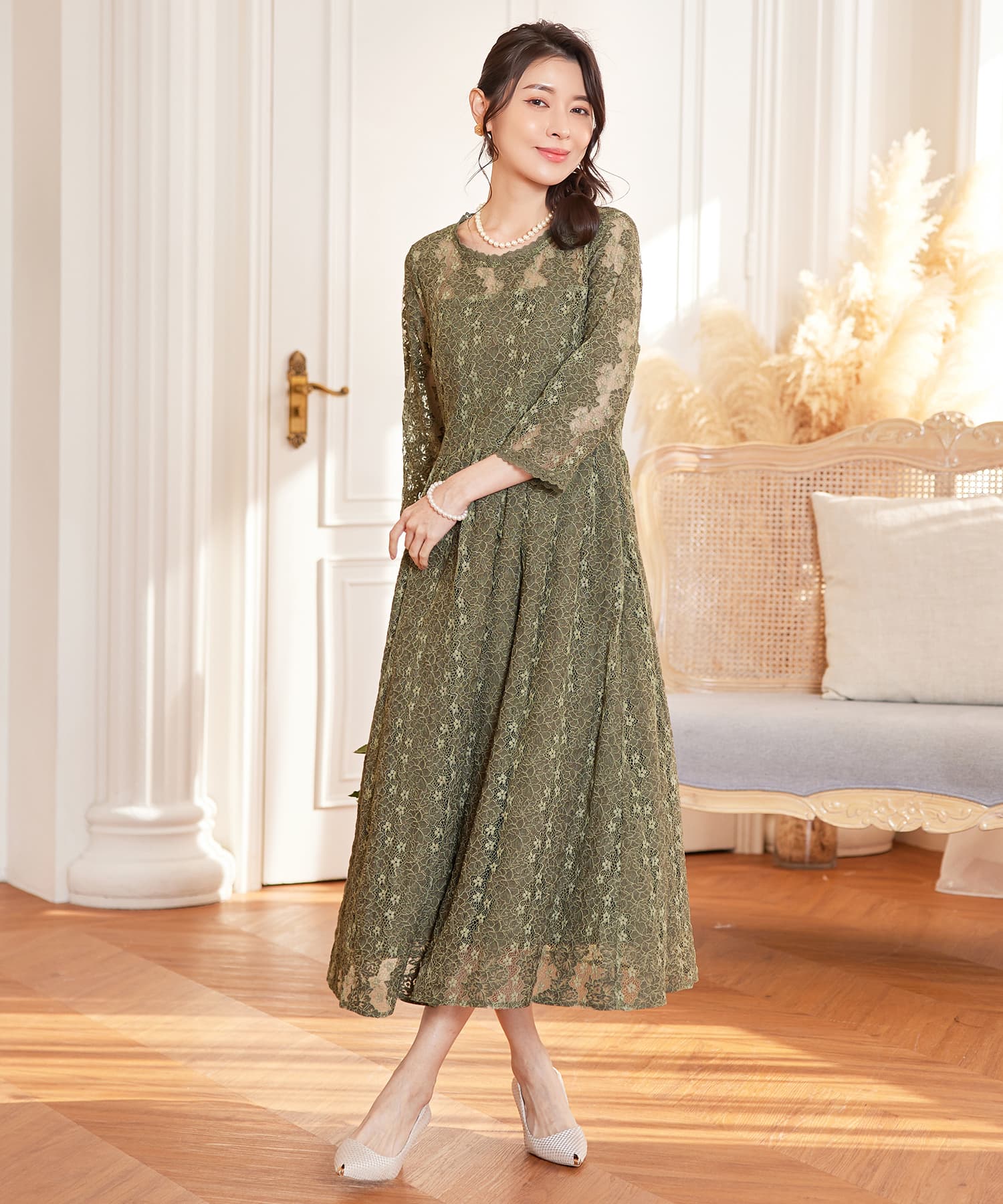 ワンピース ドレス レース 結婚式 披露宴 パーティーcy88572-106-22