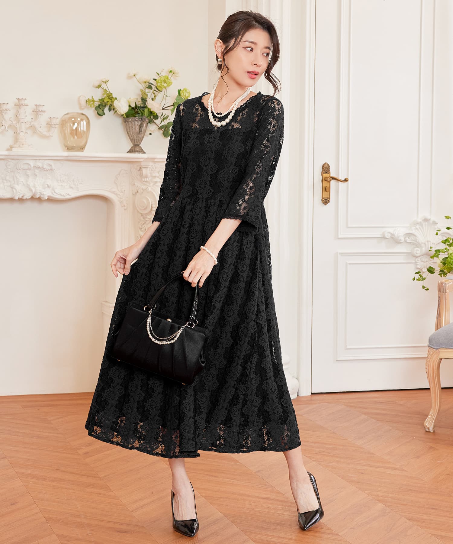 ワンピース ドレス レース 結婚式 披露宴 パーティーcy88572-106-8