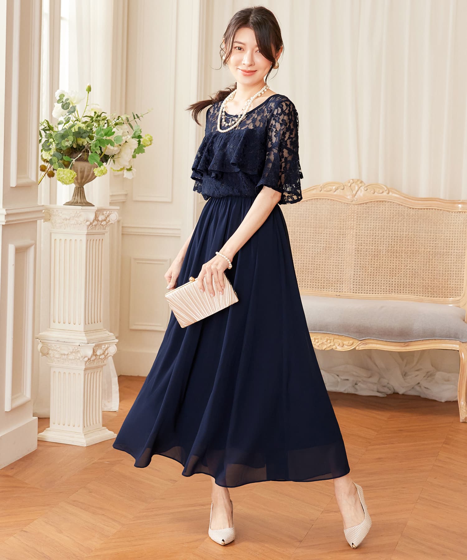 パーティードレス ワンピース 体型カバー 結婚式cy88582-102-16