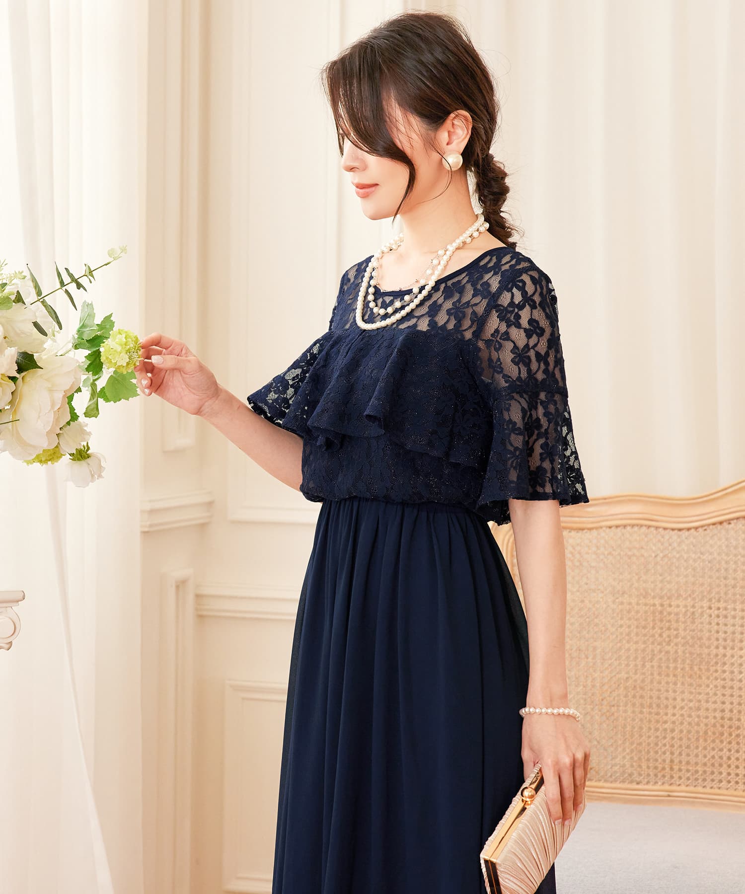 パーティードレス ワンピース 体型カバー 結婚式cy88582