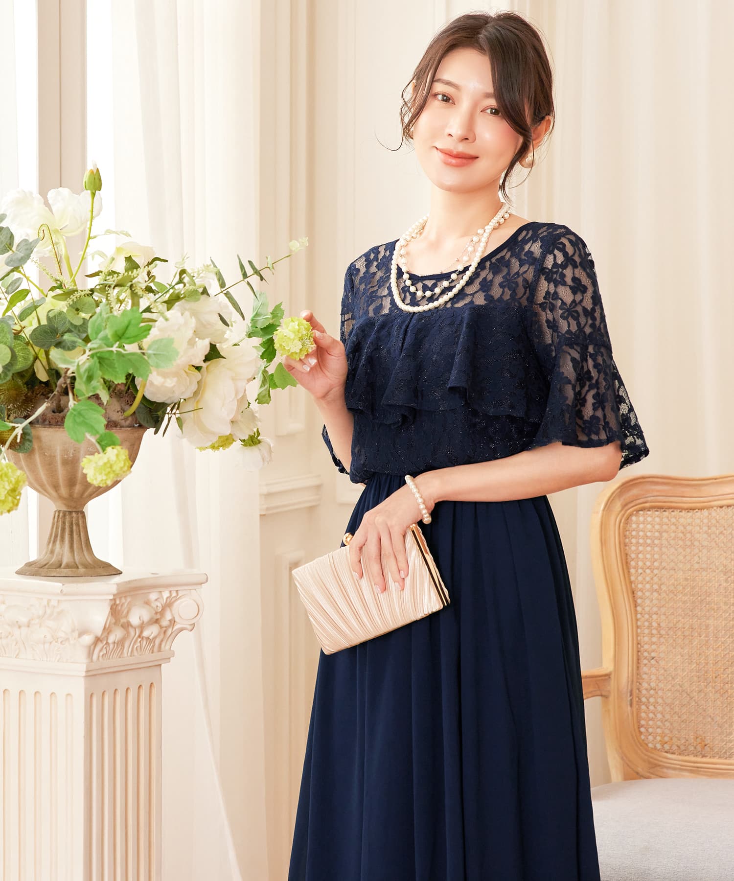 パーティードレス ワンピース 体型カバー 結婚式cy88582