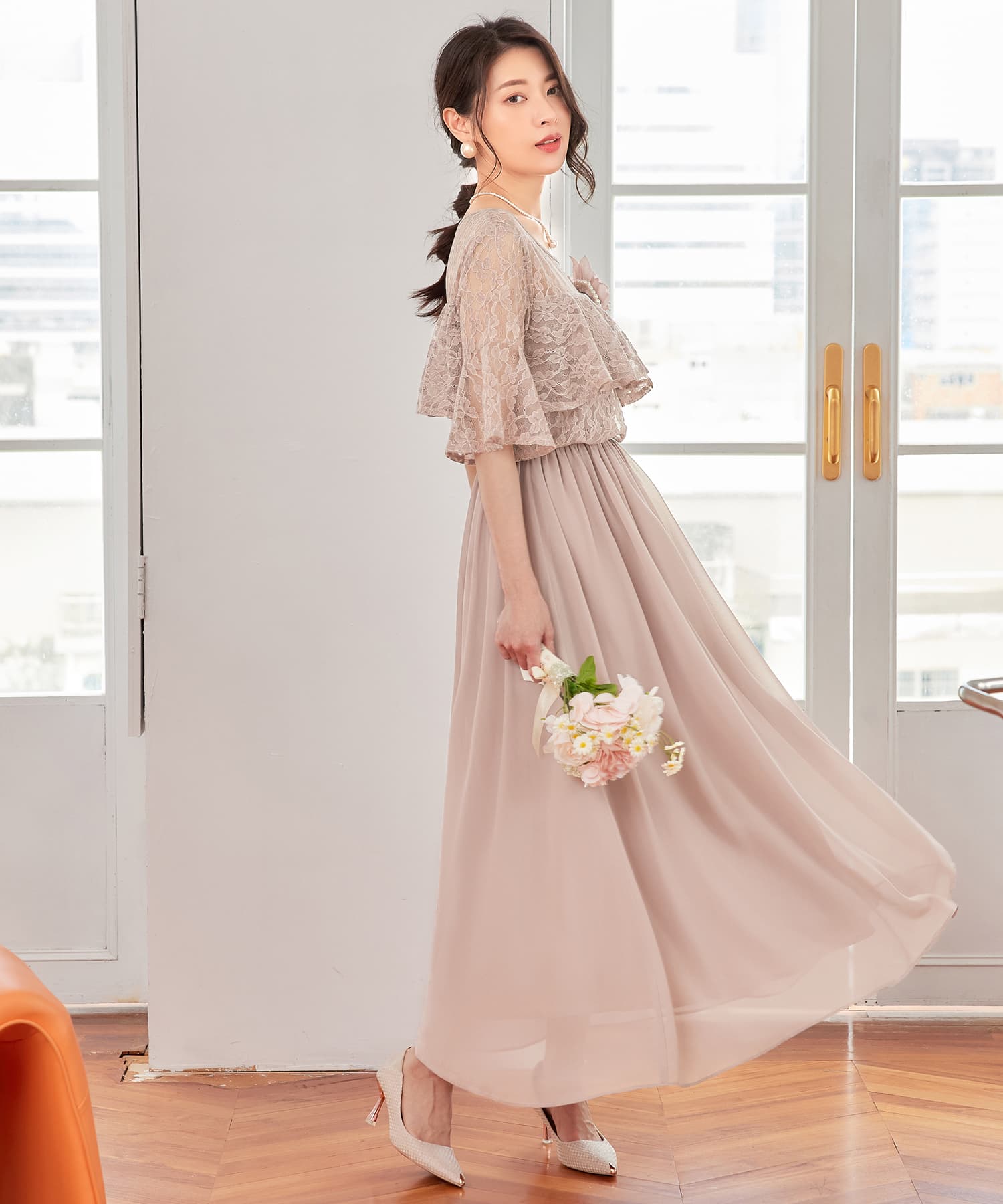 パーティードレス ワンピース 体型カバー 結婚式cy88582