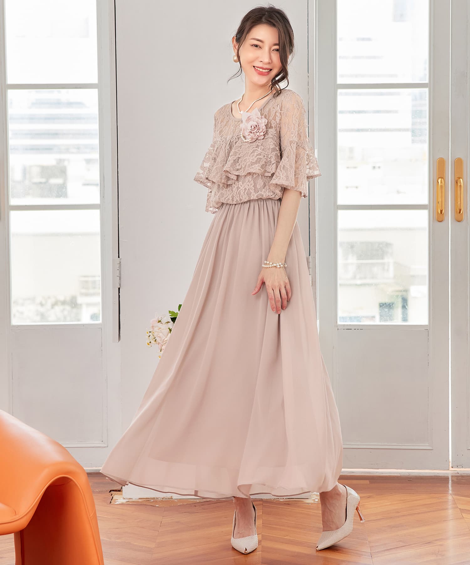 パーティードレス ワンピース 体型カバー 結婚式cy88582-102-174