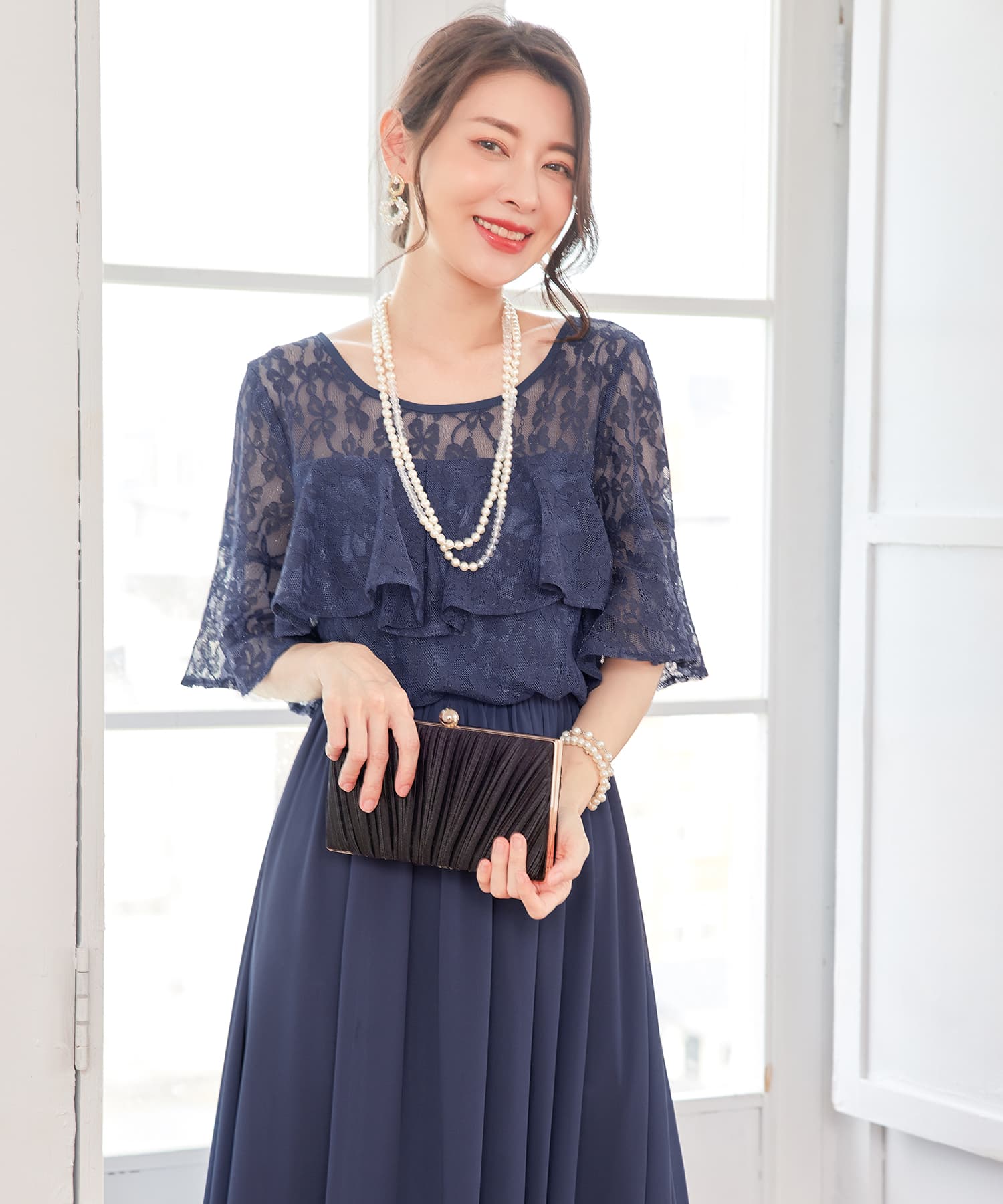パーティードレス ワンピース 体型カバー 結婚式cy88582