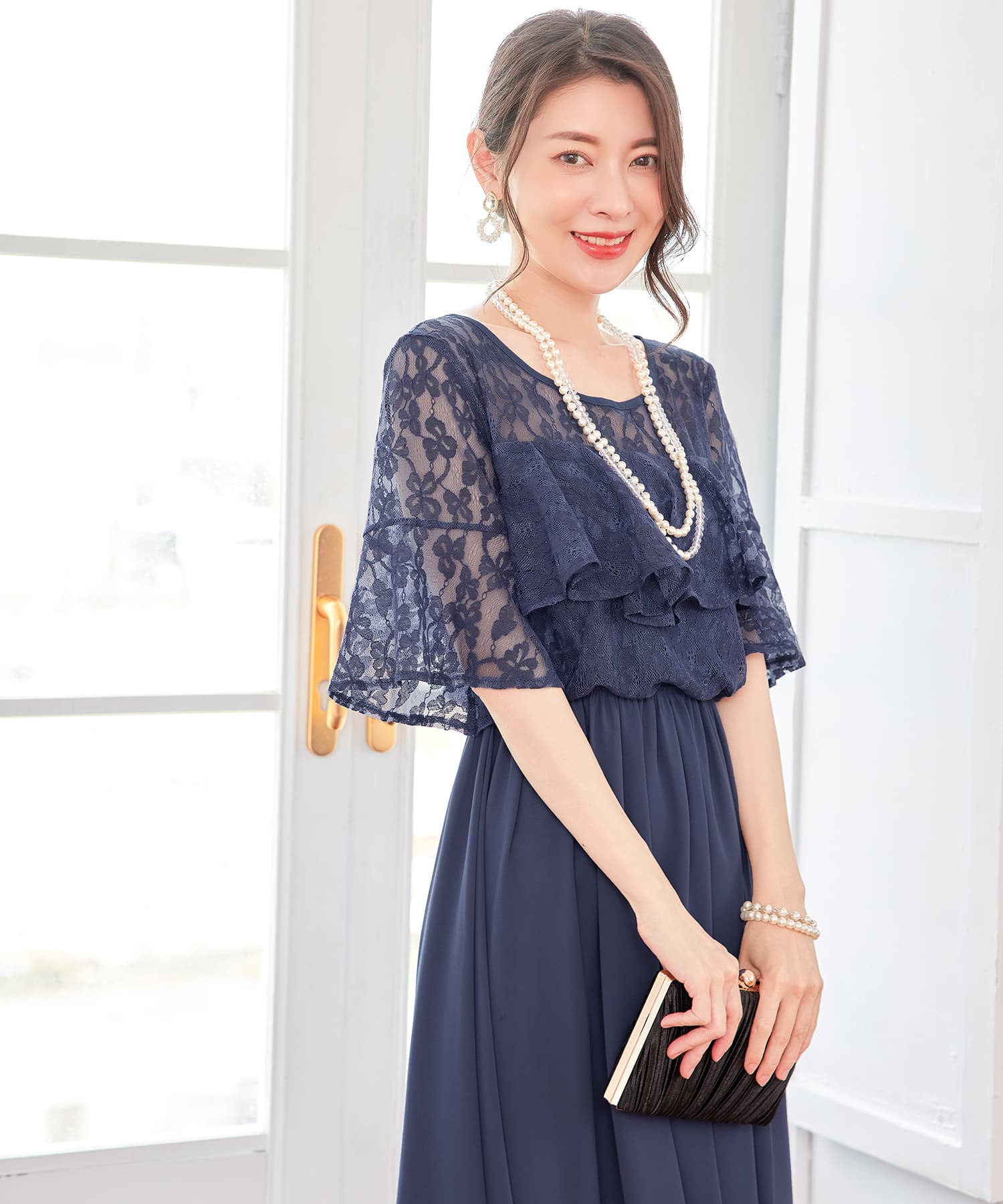 パーティードレス ワンピース 体型カバー 結婚式cy88582