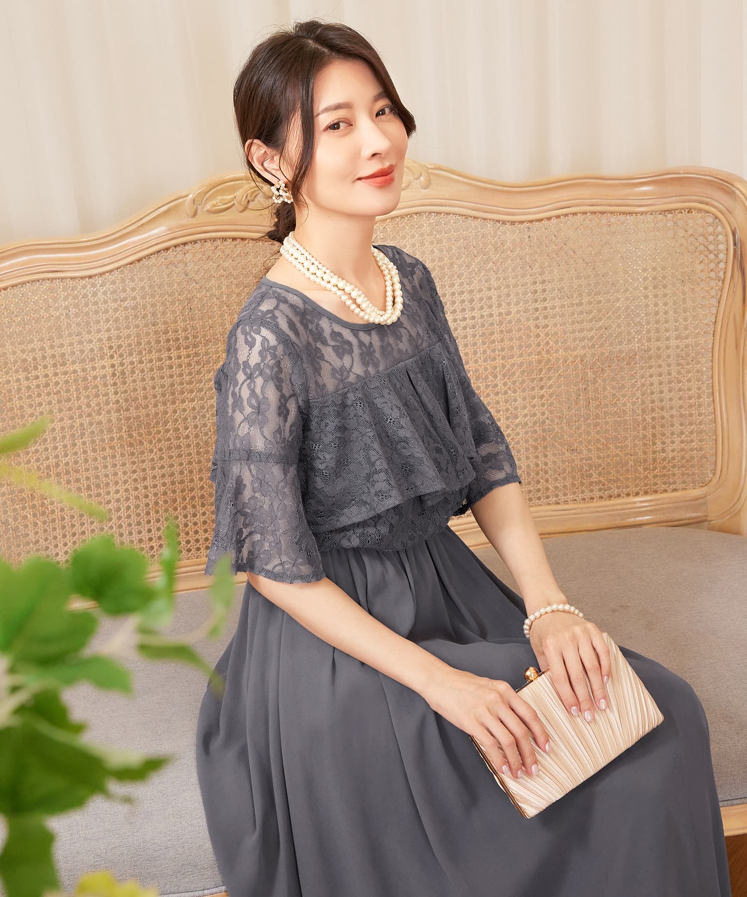 パーティードレス ワンピース 体型カバー 結婚式cy88582