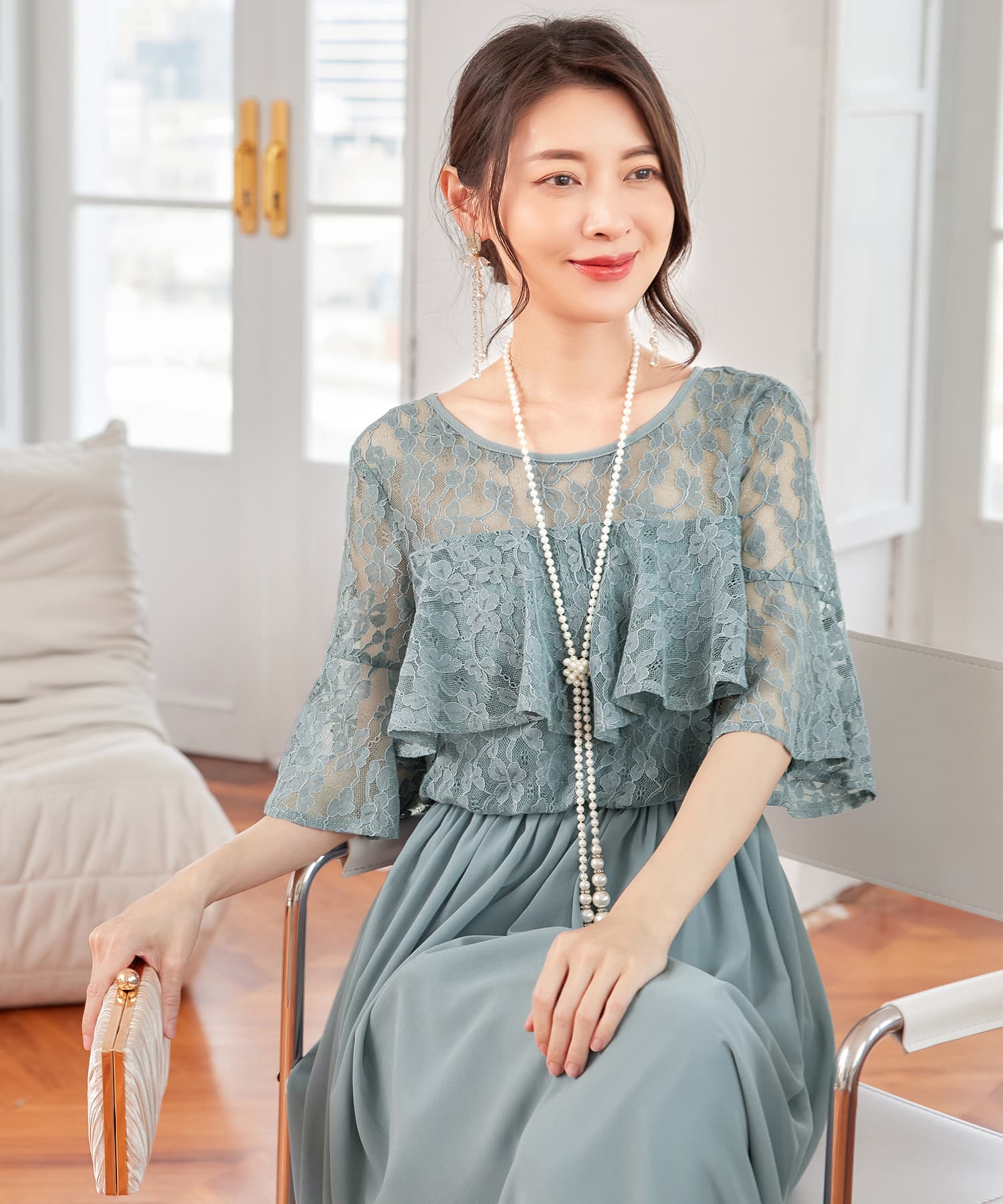 パーティードレス ワンピース 体型カバー 結婚式cy88582