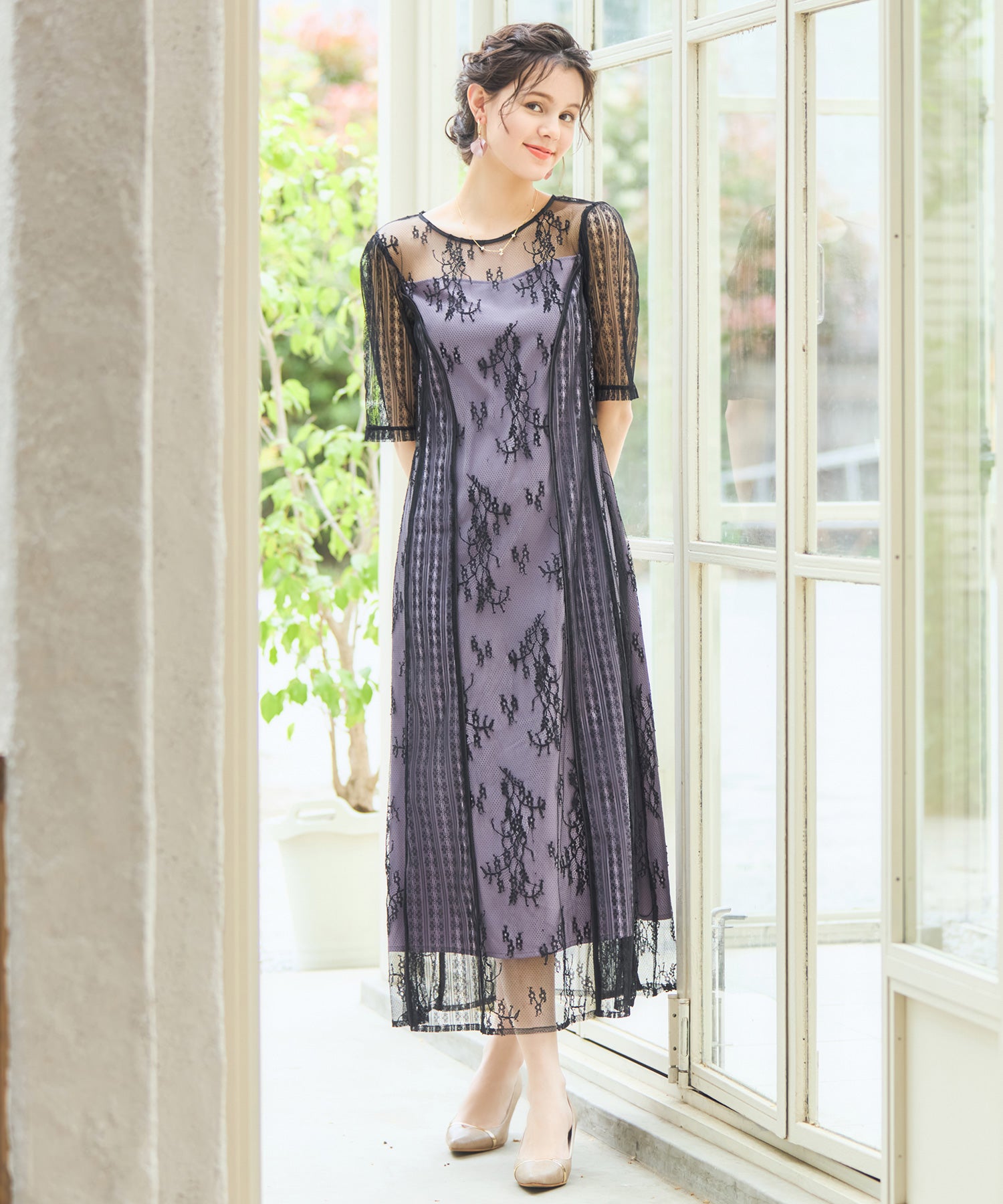 ドレス 結婚式 ワンピース タイト Iライン レースdsm0112-105-15