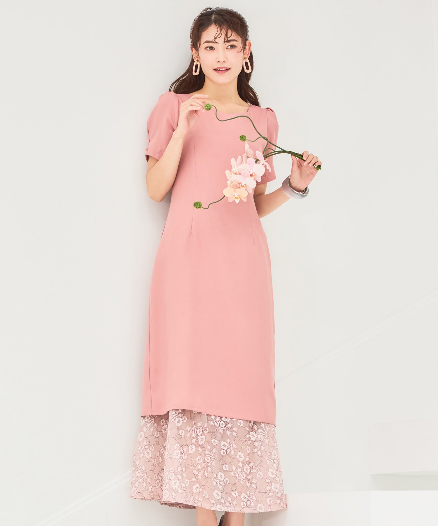 ワンピース スカート 2点セット 2way セットアップ 春夏 着回し レース 花柄スカート  パーティードレスdsn0036-104-240