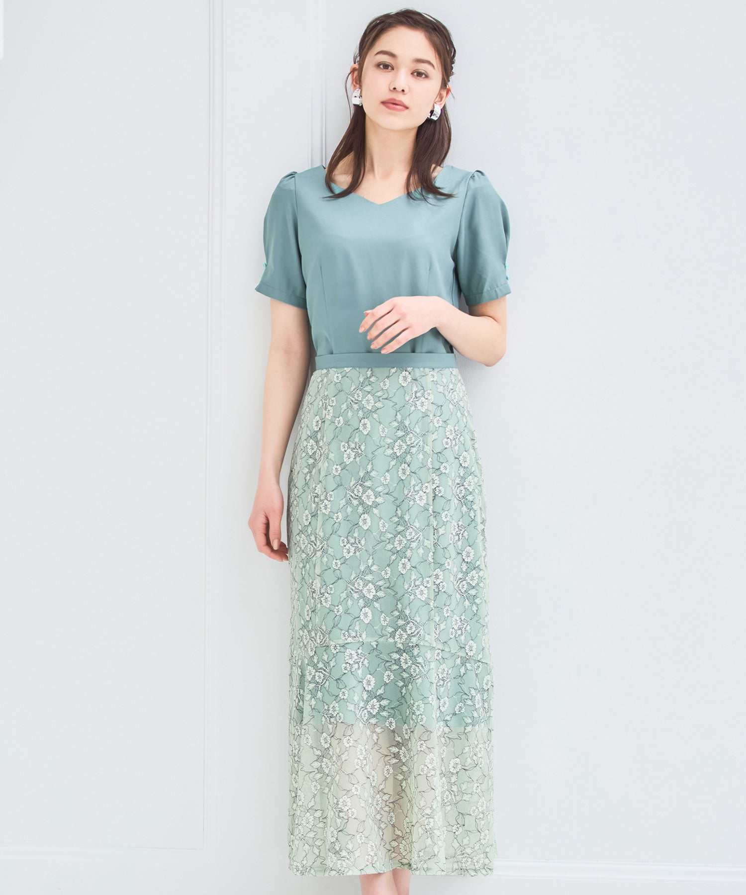 ワンピース スカート 2点セット 2way セットアップ 春夏 着回し レース 花柄スカート  パーティードレスdsn0036-104-35